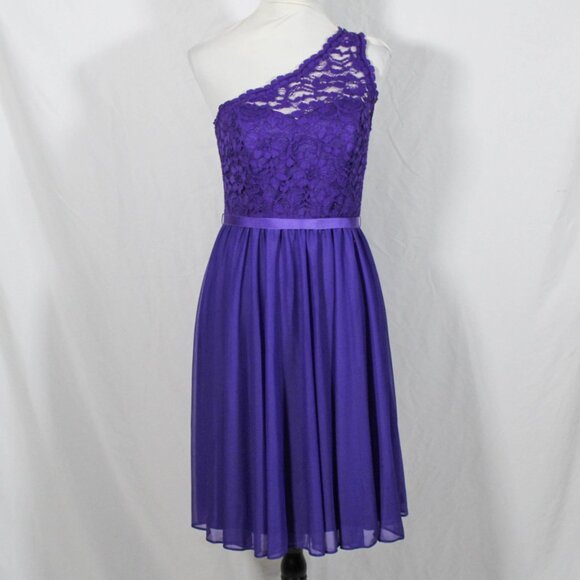 Grape Purple One Shoulder Formal Dress Y2K Style Size 8 Prom Spring Summer - Picture 2 of 10